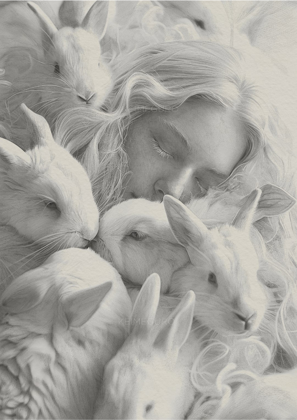 Woman Sleeping with Bunnies - Kei Meguro
